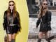Sydney Sweeney rocks a bold, edgy look featuring a leather miniskirt paired with leg warmers on the catwalk at Paris Fashion Week.