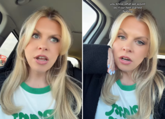 A woman provides an existential answer to a puzzled Gen Z individual’s question about a seemingly anachronistic millennial fashion item.