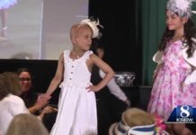 A six-year-old boy battling cancer stole the spotlight at a California fashion show.