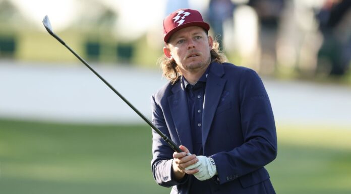 Cameron Smith’s distinctive practice round suit jacket caught many eyes at the Masters golf tournament for its bold fashion statement.